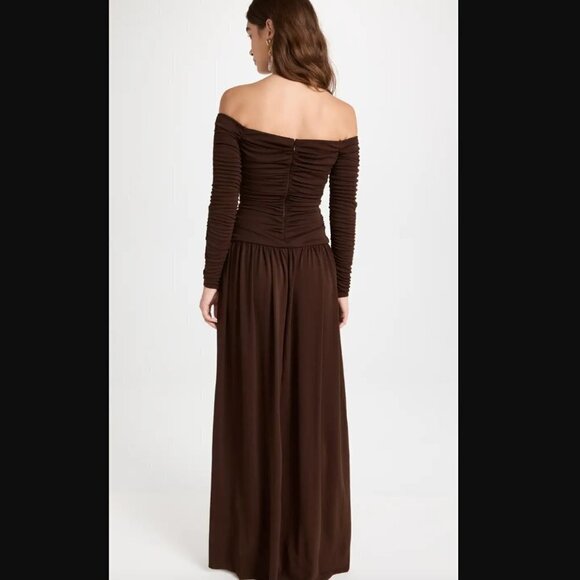 🤤✨Tanya Taylor Mocha Chocolate Brown Marla Long Sleeve Maxi Slit Dress 🤤✨ - Picture 2 of 13
